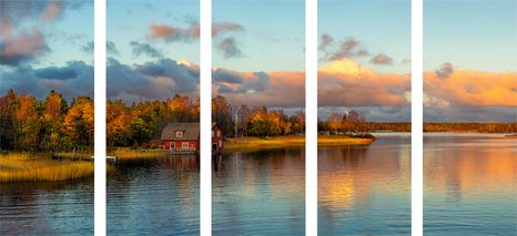 5-RÉSZES KÉP NAPLAMENTE TÓNÁL - TERMÉSZET- ÉS TÁJKÉPEK - KÉPEK