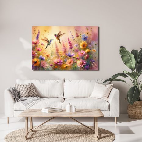 TABLEAU SUR TOILE – COLIBRIS ET FLEURS - TABLEAUX - 🔥 VENTE TOTALE