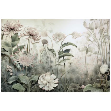 TAPET FLORI ACOPERITE DE NATURĂ CU CONTRASTUL BEJ - TAPETE FRUNZE - TAPETURI