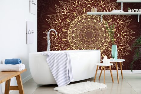 SAMOLJEPLJIVA TAPETA ZLATNA MANDALA NA BORDO POZADINI - SAMOLJEPLJIVE TAPETE - TAPETE