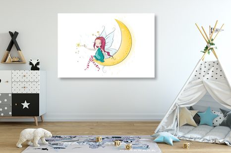 WANDBILD ZAUBERFEE AUF DEM MOND - BILDER FÜR KINDER - BILDER