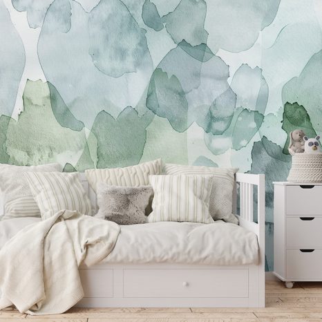 TAPETA AKVARELNE ZELENE MRLJE - APSTRAKTNE TAPETE - TAPETE