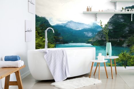SAMOLEPÍCÍ TAPETA MALOVANÉ HORSKÉ JEZERO - SAMOLEPÍCÍ TAPETY - TAPETY