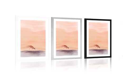 POSTER MIT PASSEPARTOUT SCHEUES REH - MOTIVE AUS UNSERER WERKSTATT - POSTER