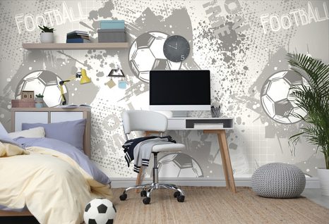 TAPETA FOTBALOVÝ MÍČ V ŠEDÉM - ČERNOBÍLÉ TAPETY - TAPETY