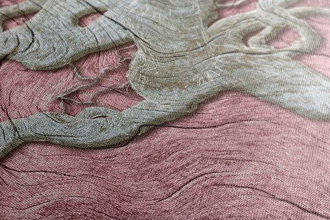 OBRAZ ABSTRAKTNÍ STROM NA DŘEVĚ S RŮŽOVÝM KONTRASTEM - OBRAZY STROMY ŽIVOTA - OBRAZY