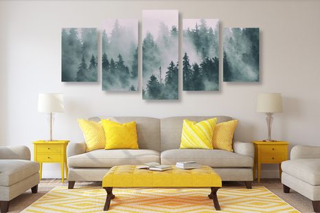 TABLOU 5-PIESE MUNȚI ÎN CEAȚĂ - TABLOU NATURĂ ȘI PEISAJE NATURALE - TABLOURI