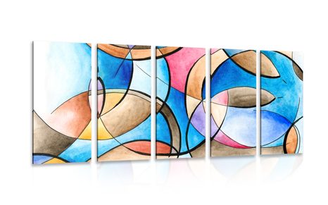 5-PIECE CANVAS PRINT ABSTRACT DRAWING OF SHAPES