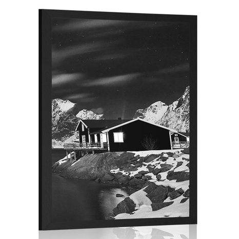 POSTER LANDSCAPE IN NORWAY IN BLACK AND WHITE - BLACK AND WHITE - POSTERS