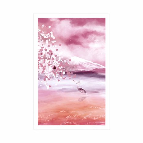 POSTER REIHER IN ROSA - TIERE - POSTER