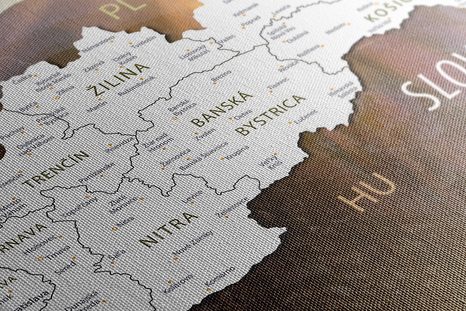 OBRAZ MAPA SLOVENSKA S POZADÍM HOR - OBRAZY MAPY - OBRAZY