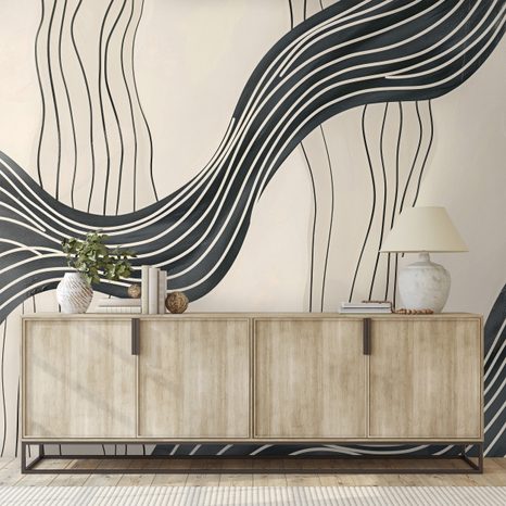 TAPETA CRNO-BIJELI APSTRAKTNI VALOVI - APSTRAKTNE TAPETE - TAPETE