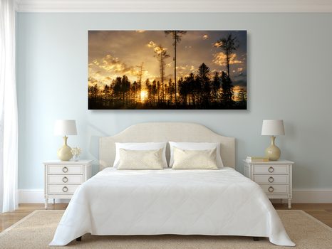 КАРТИНА НА ПЛАТНО – ПРИВЕЧЕР В ГОРАТА - КАРТИНИ НА ПРИРОДАТА И ПЕЙЗАЖИ - КАРТИНИ