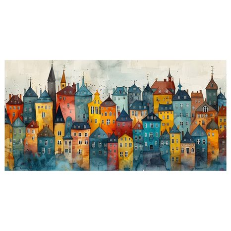 WANDBILD BUNTE STADTKUNST - BUNTE HÄUSER - BILDER