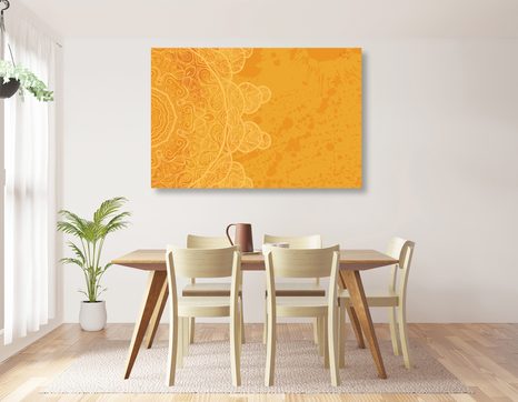 WANDBILD ORANGE ARABESKE AUF ABSTRAKTEM HINTERGRUND - BILDER MIT FENG SHUI-MOTIVEN - BILDER