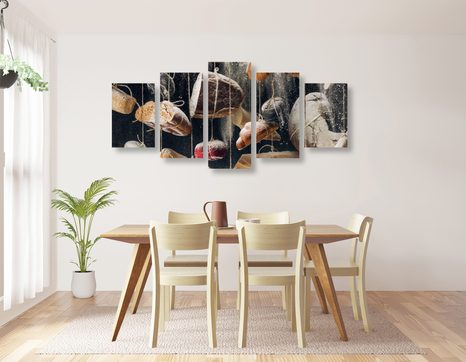 5-TEILIGES WANDBILD AM SEIL HÄNGENDES GEBÄCK - BILDER VON ESSEN UND GETRÄNKEN - BILDER