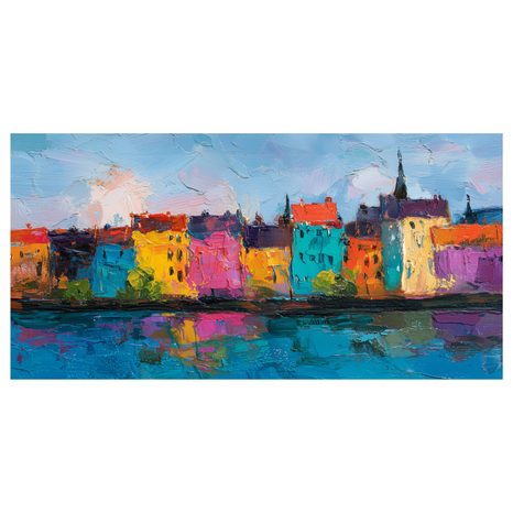 WANDBILD FARBIGE STADTARCHITEKTUR - BUNTE HÄUSER - BILDER