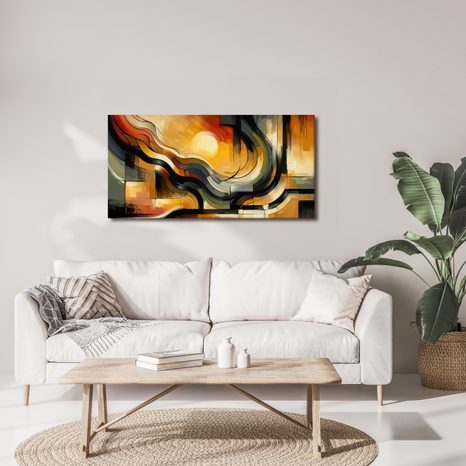 WANDBILD FLIESSENDE ENERGIE IN FARBEN - BILDER VON SONNENAUFGANG UND SONNENUNTERGANG - BILDER