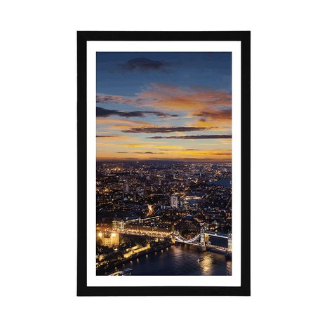 AFFICHE AVEC PASSE-PARTOUT – VUE AÉRIENNE DE TOWER BRIDGE - VILLES - AFFICHES