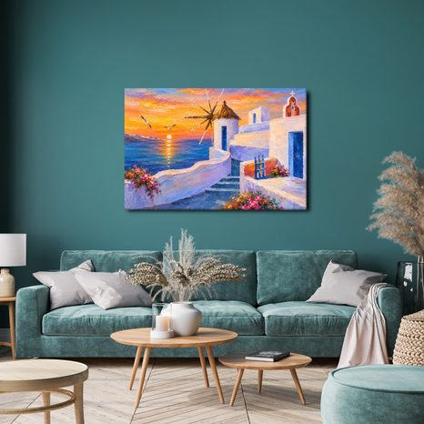 WANDBILD GRIECHISCHE INSEL BEI SONNENUNTERGANG - BILDER MEER UND STRAND - BILDER