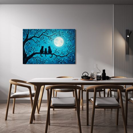 WANDBILD KATZEN IM MONDSCHEIN - HALLOWEEN- UND HORROR-BILDER - BILDER
