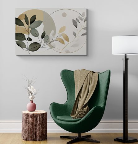 OBRAZ BOHO LÍSTKY V KRUHOCH - OBRAZY STROMY A LISTY - OBRAZY