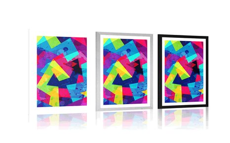 PLAKÁT S PASPARTOU GEOMETRICKÝ VZOR S GRUNGE EFEKTEM - POP ART - PLAKÁTY