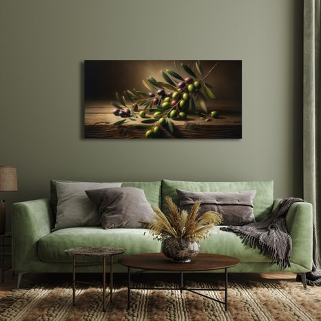 WANDBILD OLIVEN AUF HOLZ - BILDER BÄUME UND LAUB - BILDER