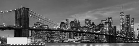SLIKA OČARLJIV BROOKLYNSKI MOST V ČRNOBELI IZVEDBI - ČRNOBELE SLIKE - SLIKE