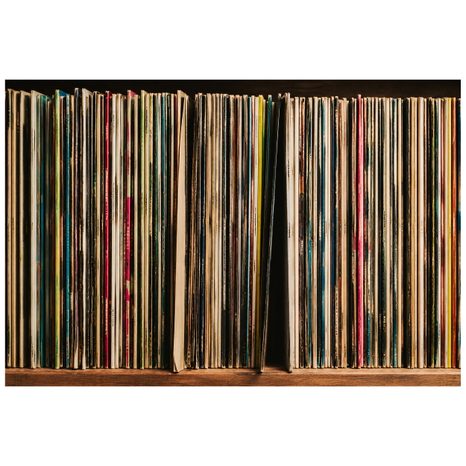 TAPETE VINYLPLATTEN IM RETRO-STIL - MUSIK FOTOTAPETEN - TAPETEN