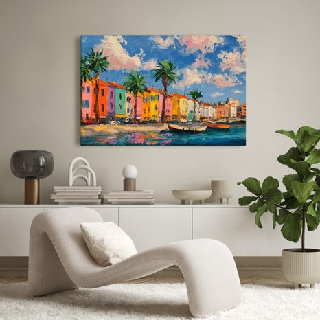 OBRAZ BAREVNÉ DOMY U POBŘEŽÍ - BAREVNÉ DOMY - OBRAZY