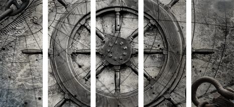 5-DÍLNÝ OBRAZ NÁMOŘNICKÉ KORMIDLO - OBRAZY ZÁTIŠÍ - OBRAZY