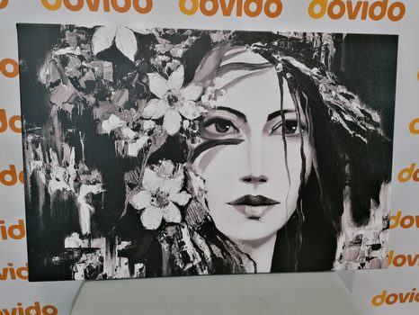 OBRAZ ORIGINÁLNÍ MALBA ŽENY V ČERNOBÍLÉM PROVEDENÍ - ČERNOBÍLÉ OBRAZY - OBRAZY