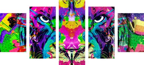 TABLOU 5-PIESE FIARĂ VIU COLORATĂ - TABLOURI POP ART - TABLOURI