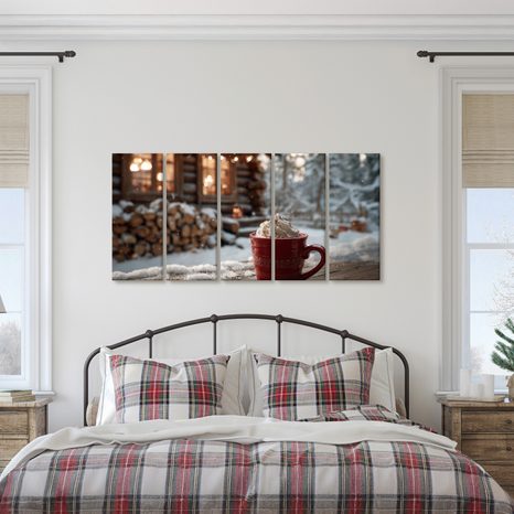 5-DÍLNÝ OBRAZ SLADKÁ ODMĚNA U CHATY - VÁNOČNÍ A ZIMNÍ OBRAZY - OBRAZY