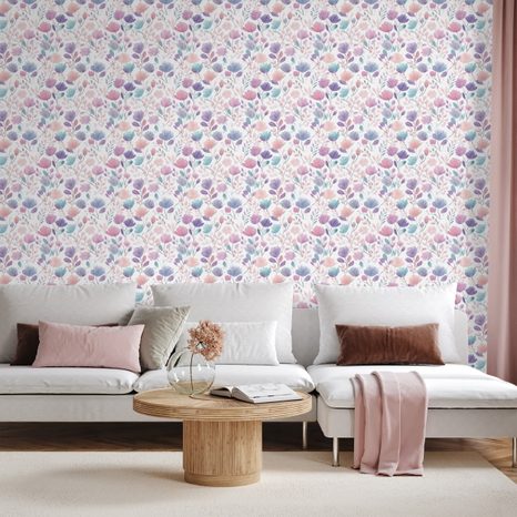 SAMOLJEPLJIVA FOTOTAPETA PASTELNI CVJETNI UZORAK - TAPETE S UZORKOM - TAPETE