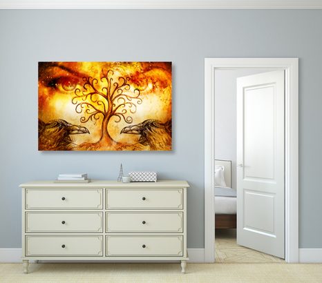 CANVAS PRINT TREE OF LIFE WITH RAVENS - OBRAZY STROMY ŽIVOTA - PICTURES