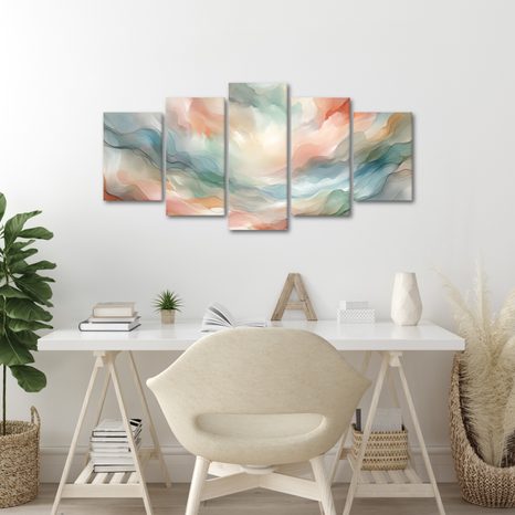 5-DÍLNÝ OBRAZ PASTELOVÁ KRAJINA SNŮ - ΑΦΗΡΗΜΈΝΟΙ ΠΊΝΑΚΕΣ ΖΩΓΡΑΦΙΚΉΣ - ΠΊΝΑΚΕΣ
