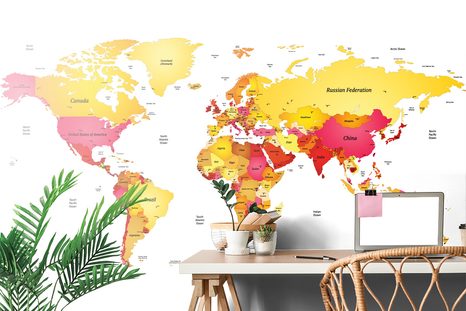 CARTA DA PARATI – MAPPA DEL MONDO A COLORI - CARTA DA PARATI MAPPE - CARTA DA PARATI