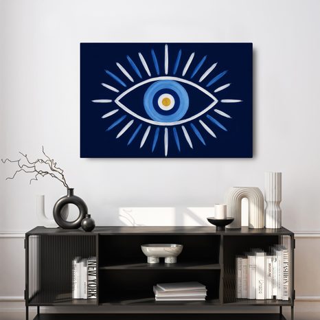 QUADRO SU TELA – OCCHIO BLU PORTAFORTUNA - QUADRI SECONDO IL MOTIVO - STAMPE E QUADRI
