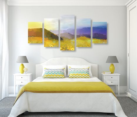 TABLOU 5-PIESE CÂMPUL PLIN DE MARGARETE - TABLOU NATURĂ ȘI PEISAJE NATURALE - TABLOURI