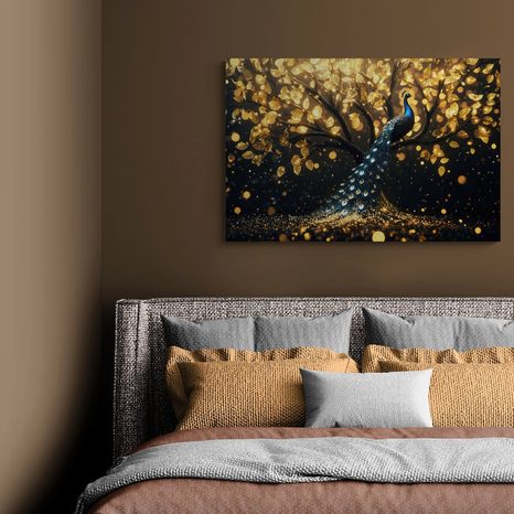 OBRAZ PÁV NA ZLATOM STROME - OBRAZY PÁVY - OBRAZY