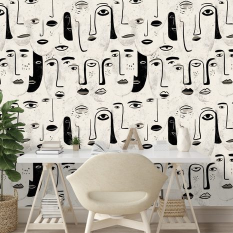 TAPETA ABSTRAKTNÍ ČERNOBÍLÉ TVÁŘE - TAPETY LIDÉ A CELEBRITY - TAPETY