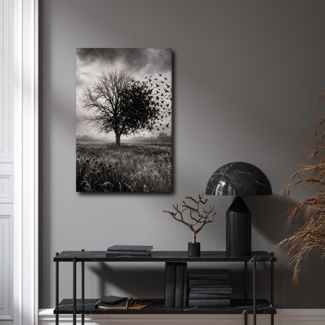 QUADRO SU TELA – ALBERO DELLA VITA E STORMO DI UCCELLI - QUADRI HALLOWEEN E HORROR - STAMPE E QUADRI