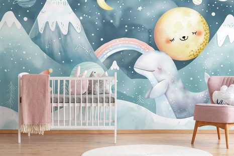 SELBSTKLEBENDE TAPETE FÜR KINDER TIERE IN VERSCHNEITER LANDSCHAFT - SELBSTKLEBENDE TAPETEN - TAPETEN