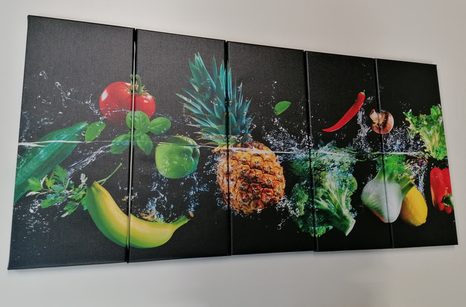5-TEILIGES WANDBILD BIO-OBST UND GEMÜSE - BILDER VON ESSEN UND GETRÄNKEN - BILDER