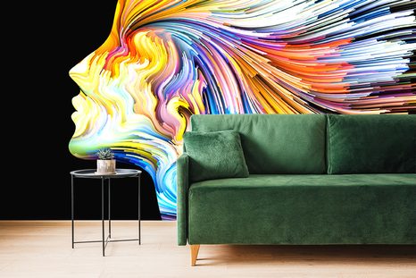 SAMOLEPÍCÍ TAPETA BAREVNÝ PROFIL ŽENSKÉHO OBLIČEJE - SAMOLEPÍCÍ TAPETY - TAPETY