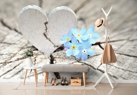 FOTOTAPETA SRDAŠCE NA STAROM DRVU - VINTAGE I RETRO TAPETE - TAPETE