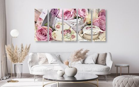 5-DÍLNÝ OBRAZ ROMANTICKÝ VINTAGE STYL - VINTAGE A RETRO OBRAZY - OBRAZY