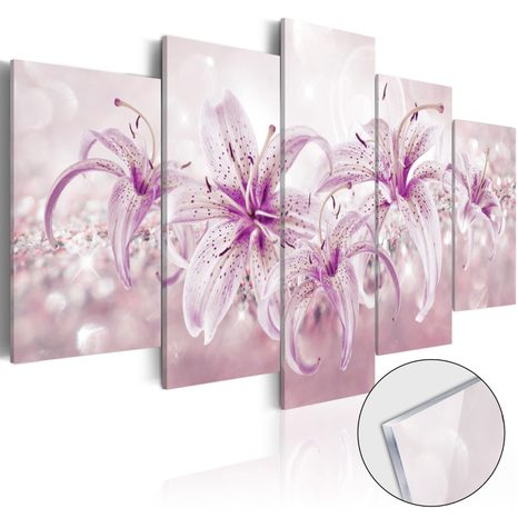 PICTURE ON ACRYLIC GLASS PURPLE LILIES